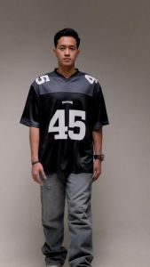Otsky Kaos Pria Oversize Jersey Youth 45 Black X JEY45