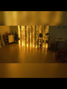 USB Multicolor Curtain Fairy Lights 3*3M 300 LEDs Copper Wire String Light with Remote 8 Lighting Modes Hanging Wall Curtain Lamp for Party New Year Room Decor