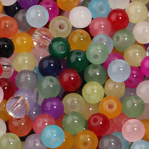 ลูกปัดแก้วทรงกลมขนาด 6 มม. 8 มม. จำนวน 50-60 ชิ้น/ล็อต สำหรับทำเครื่องประดับ DIY สร้อยข้อมือ สร้อยคอ และอุปกรณ์ตกแต่ง