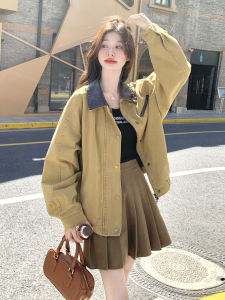 Khaki Loose Vintage Fashion Workwear Jacket Womens 2025 Autumn New Sweet Cool Style Loose Slimming Coat Casual Outerwear