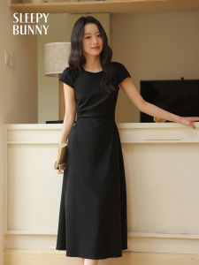 Slimming Elegant Black Round Neck Dress
