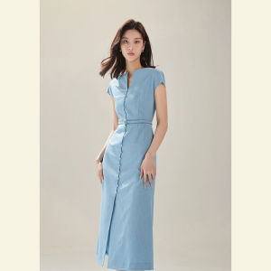 SHANGSHA | Elegant Luxury Stylish Blue Dress