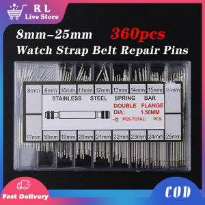360pcs 8mm-25mm Watch Band Spring Bars Strap Link Pins Watch Strap Belt Repair Pins With Storage Box for Watchmaker