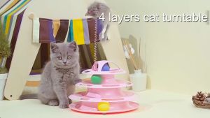Cat Toy Cat Self-Entertainment Toys Interactive Turntable Tower 4-Floors Pet Supplies