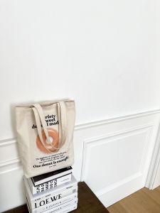 K-style Pure Cotton Fall and Winter One Shoulder Canvas Women Bag Large Capacity Student Class Schoolbag Environmental-Friendly Artistic Shopping Bag