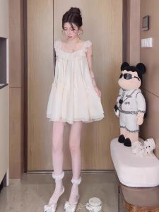 Váy Ngắn Xếp Ly Ren Ngọt Ngào Kiểu Pháp Cho Nữ Mùa Hè Thiết Kế Mới Váy Ngắn Phong Cách Công Chúa Ngọt Ngào Mềm Mại