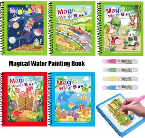 1PC Childrens Magic Water Painting Books Repeated Graffiti Puzzle Coloring Water Picture Sensory Early Education Drawing Toys