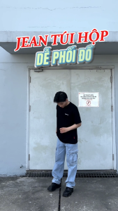 Quần jean túi hộp nam nữ SUN 119 MÀU KHÓI ống rộng chất vải mềm mịn thoáng mát phong cách hàn quốc