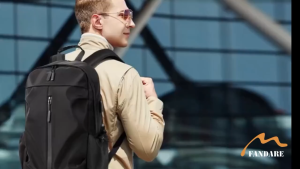 OOKAS black backpack with front zipper and side pocket