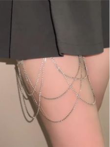 เซ็กซี่ Multi-layer มีพู่ห้อย โซ่ขาเหล็กไทเทเนียม สไตล์พังค์ กระพริบน้ําเพชร Clavicle Chain สําหรับผู้หญิง อินเทรนด์ ฮิปฮอป เครื่องประดับร่างกาย