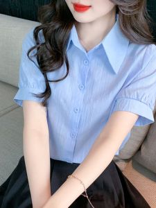 Guangzhou Thirteen Rows Womens Clothing Pure Cotton Short-Sleeved Shirt Womens Summer Small Fancy Cotton Shirt Cotton and Linen Tops