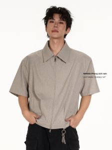 NANSSE | Áo Sơ Mi Tay Ngắn Phong Cách Retro Cleanfit Mỹ