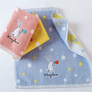 Pure Cotton Small Towel Cartoon Embroidery Absorbent Handkerchief Childrens Fun Soft Fabric Kitchen Bathroom Home Towel