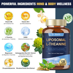 Totaria Liposomal L-Theanine Supplement 750mg with GABA Ashwagandha Magnesium GlycinateRhodiola Rosea Phosphatidylserine Complex Supplements for Mood Focus Sleep Support