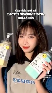 Cặp dầu Gội + Xả Lactus QH Biotin Collagen 650ML giảm rụng tóc giảm gàu dưỡng ẩm