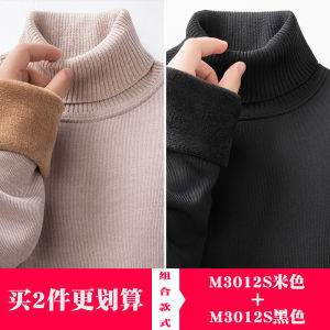 เสื้อสเวตเตอร์คอปกสูงทรงสลิมฟิตสำหรับผู้ชาย ผ้าขนแกะหนา อบอุ่น ฤดูใบไม้ร่วง/ฤดูหนาว เสื้อสเวตเตอร์ถักแบบสวมหัว