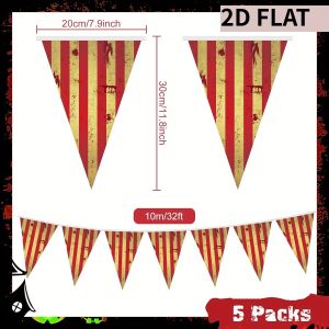 5 Packs 35p Circus Decorations Creepy Carnival Decorations Halloween Pennant Banner Striped Banner Bloody for Carnival Birthday