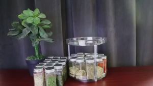 Rotating turntable storage container for food spices and seasonings countertop dressing table makeup stand storage