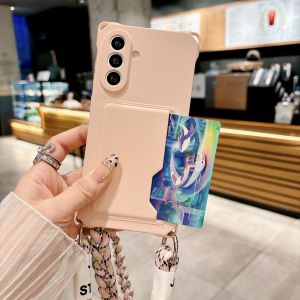 Luxury Lanyard Case For Samsung Galaxy S25 Ultra S24 FE S22 S21 S23 Plus A56 Shockproof Card Slot Holder Crossbody Strap Cover