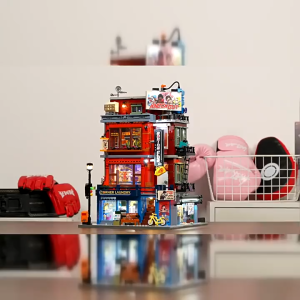 Lumibricks American Street Series Boxing Club Lighting Building Blocks LED Night Light Ornament Cartoon  Desk Decor Lamp doll model Decoration Building Toy Store Street View Model gift Assembling Building Blocks