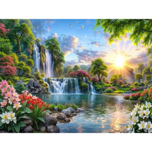Jigsaw Puzzle for Adults 500/1000/1200/2000PCS Waterfall Sunset Scenery DIY Craft Home Wall Decoration Gift Idea