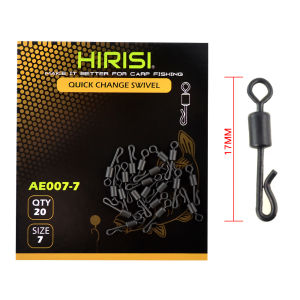 Hirisi AE007 20Pcs Stainless Steel Quick Change Swivels Carp Fishing Rig Link Connector Terminal Tackle Angling Accessories 