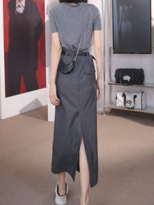 High Waist Straight Leg Split Back Suit Skirt Womens Wrap around Short One Word Midi Skirt Summer New Arrival Korean Style