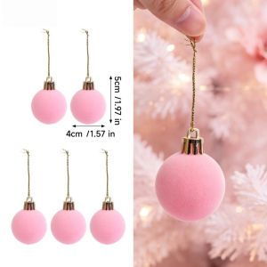 30Pcs New Christmas Baubles Velvet Multicoloured Flocked Christmas Baubles Christmas Tree Ornaments Festive Decorative Baubles