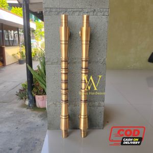 Handle Pintu Rumah Kuningan Antik Motif Bambu Cincin 60 cm 2 pcs
