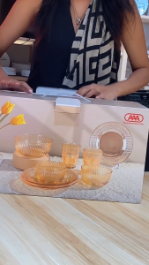 Amber Glass set Plate Bowl & Cup Giftable (GBDC) Smart Kitchen Ph