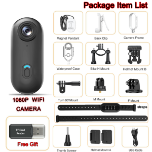 Camera Hành Động Mini 4K/1080P Không Dây Nhỏ Gọn Gắn Mũ Bảo Hiểm Xe Đạp Ghi Hình Thể Thao Tích Hợp WiFi Camera Vlog