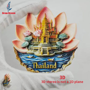 1Pc Thai Creative 3D Embossed Refrigerator Magnet World Travel Souvenir Collection Suitable for Home and Office Decoration Personalized Exclusive Travel Souvenir Magnetic Refrigerator Magnet Home Decoration Kitchen Room Office Cabinet Crafts Gift...