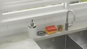 Space-Saving Carbon Steel Rack Set Combine Sponge Drain Towel Rack Soap Storage Kitchen Bathroom Use