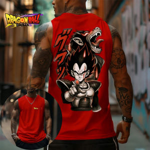 Bandai | Dragon Ball Black Red Giant Ape Vegeta Summer Sleeveless Fitness Vest Mens T-Shirt Sports Fitness Running Zero Bondage Y2k Top