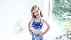 4PCS Girls Mermaid Swimsuit with Monofin for Height 100-155CM Kids Can Be Used As Birthday Party Dress Flipper Swimming Princess Dress Performance Clothing Cheap