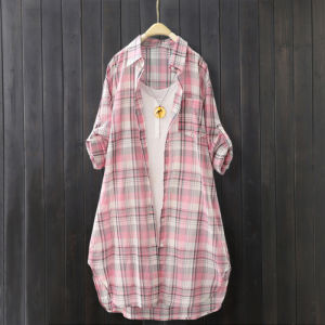 Áo Sơ Mi Kẻ Caro Nữ Dáng Rộng Mỏng Mùa Xuân Hè Dài Vừa Phải Chống Nắng Thời Trang Chất Liệu Polyester Dài Tay Cổ Polo