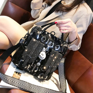 Fashionable Sequin Womens Backpack Handbag Three-Way Use Single Shoulder Crossbody Multi-Purpose Bag Street Trend Waterproof