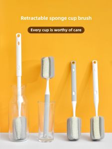 Long Handle Sponge Cup Brush Extendable Kitchen Cleaning Tool for Washing Cups And Milk Bottles Household Essential