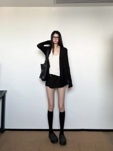 VKSOD | Loose Knitted Open Cardigan Womens Basic Style White Vest Mini Skirt Three Piece Set Korean Lazy Style Summer Collection