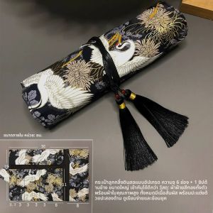 ขนาดใหญ่ความจุกระเป๋าเครื่องเขียนสีดําม้วนปากกากระเป๋าปากกาแฟชั่นผ้าม่านประณีตผ้าใบนักเรียนง่ายเครื่องเขียนของขวัญ