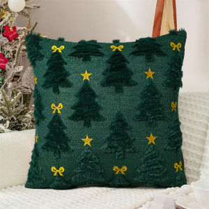1pc Christmas Decorative Throw Cushion Set - Knitted Christmas Tree/Christmas Santa Pattern for Living Room Sofa Cushion Cover