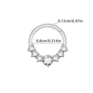 Zircon Hinged Segment Nose Ring Stainless Steel Nose Hoop Septum Clicker Piercing Lip Ear Cartilage Helix Body Piercing Jewelry