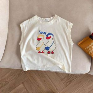 Áo Vest Cotton Nguyên Chất Cho Bé Trai Mùa Hè 2024 Không Tay Phong Cách Mới Thời Trang Trẻ Trung Phong Cách Hàn Quốc Hoạt Hình Đa Năng
