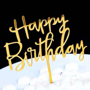 10pcs gold acrylic Happy Birthday cake toppers with birthday letters and decorations