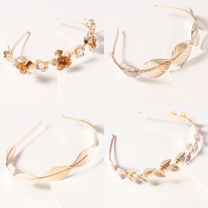 Hot Selling Pearl Alloy Metal Leaf Headwear Court Style Flower Decorative Hair Band Fashionable Jewelry Accessory