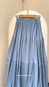 Haseena Rok Plisket Susun Marzia Lidi Cabang Panjang Maxi Full Karet Pleated Ruffle Layer Skirt Anti Nerawang Bawahan Wanita Muslim All Size Jumbo