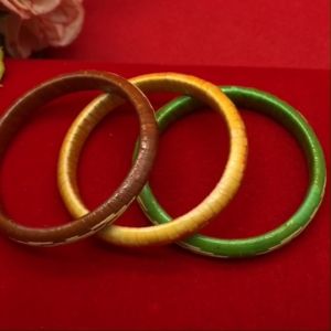 กำไลไม้ไผ่ถักสานลายไทย ข้อมือสไตล์ชนเผ่า เส้นผ่านศูนย์กลาง 4.5 ซม. แบบสวม สีสันสดใส งานสวย พร้อมส่ง