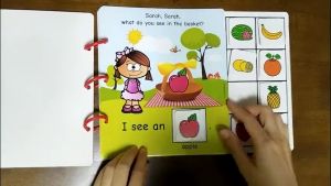 Fruits Vocabulary SENTENCE BUILDING Interactive Book Busy Book Quiet Book English Story Book for Kids  Language Development Early Learning