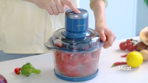 1.7L Multi functional Meat GrinderChopper with 4 Sharp Stainless Steel Blades Dual Speed Electric Mixer Garlic Puree and Egg Mixture Blender