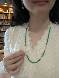 Original Design Necklace Jade Agate Pearl Chinese Style Fashion Jewelry round Bead Chain Natural Stone Pendant Crystal Drop